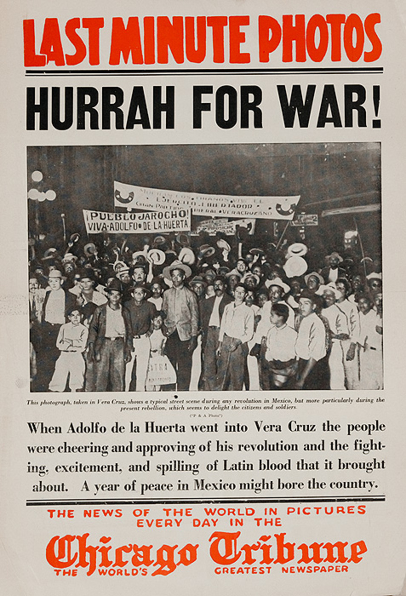The Chicago Tribune Original Daily Newspaper Advertising Poster Hurrah For War