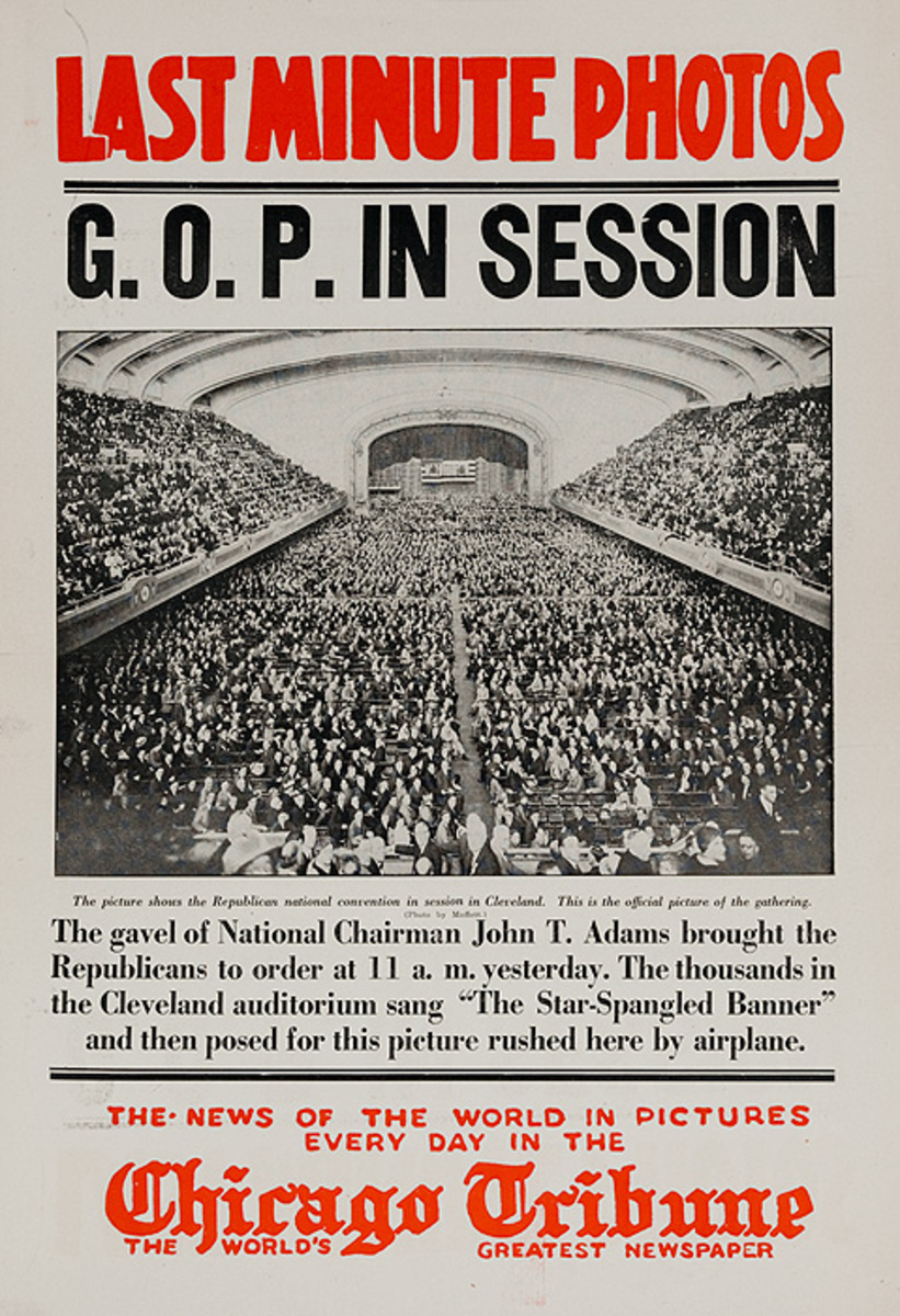 The Chicago Tribune Original Daily Newspaper Advertising Poster G O P In Session