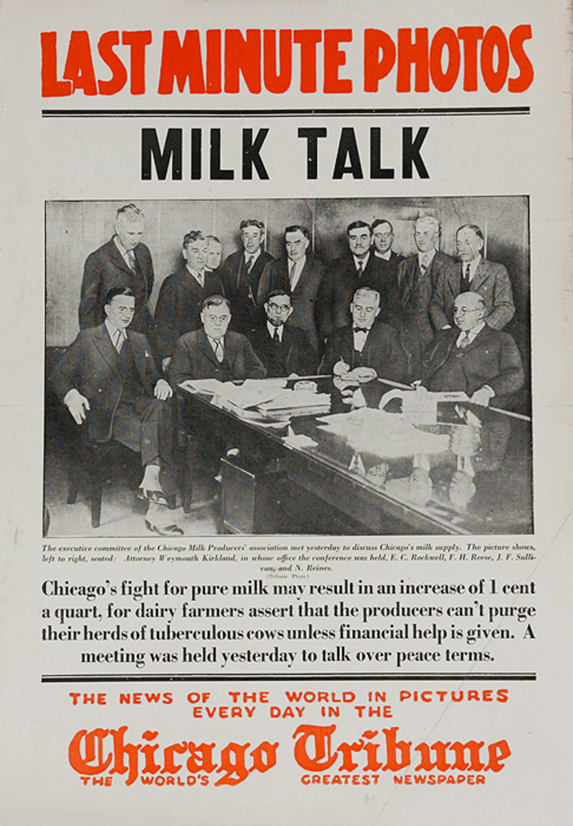 The Chicago Tribune Original Daily Newspaper Advertising Poster Milk Talks