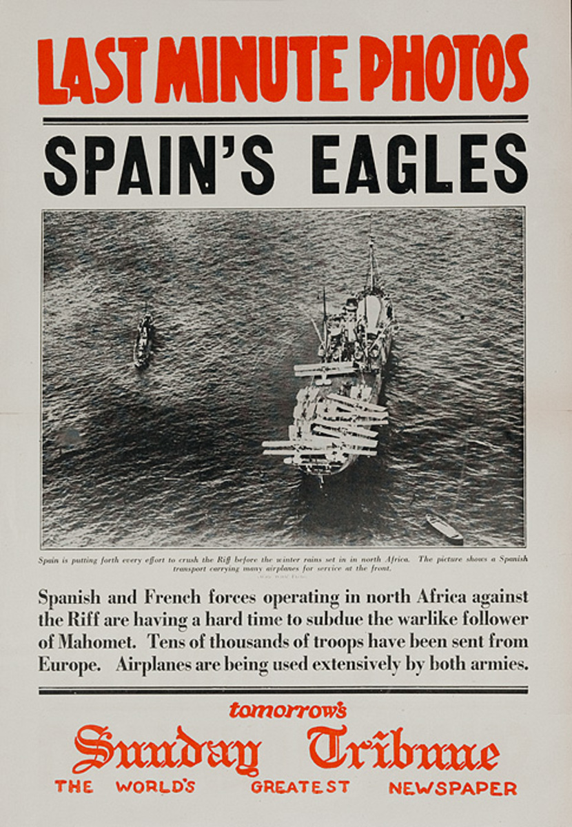 The Chicago Sunday Tribune Original Daily Newspaper Advertising Poster Spain's Eagles