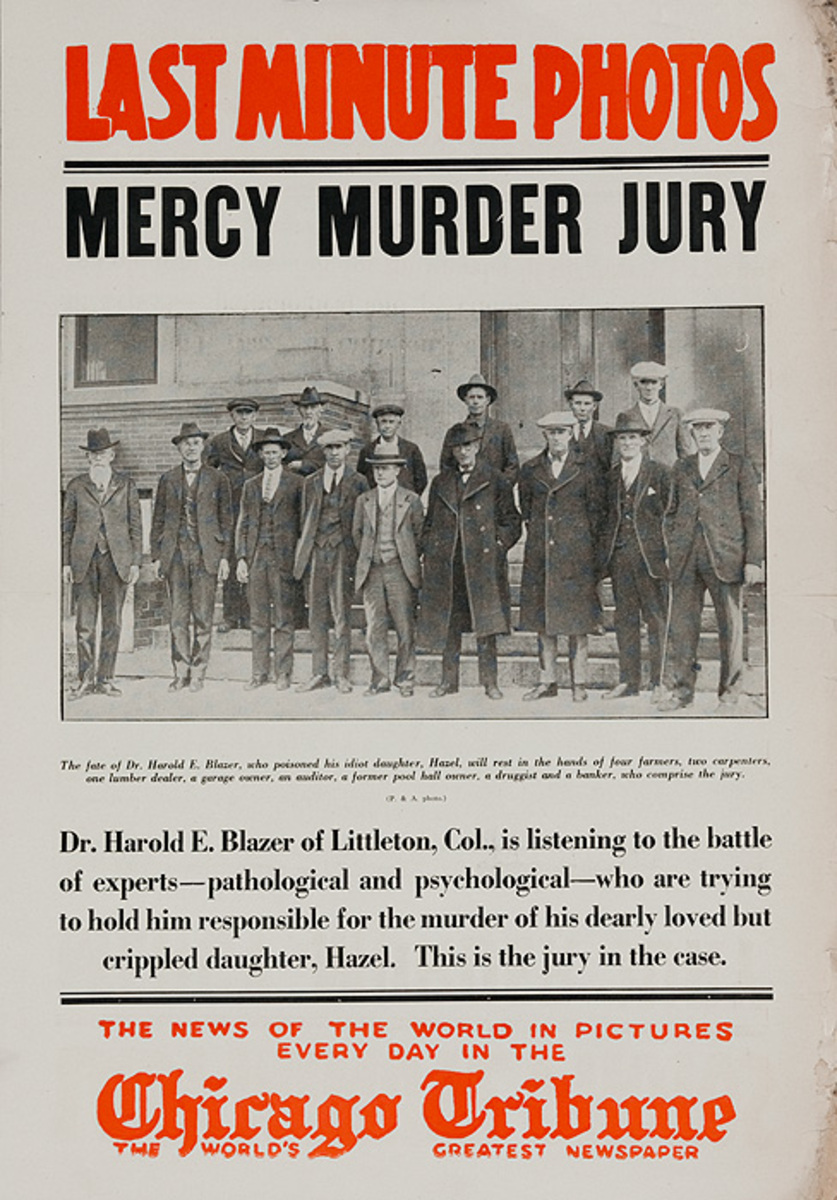 The Chicago Tribune Original Daily Newspaper Advertising Poster Mercy Murder Jury