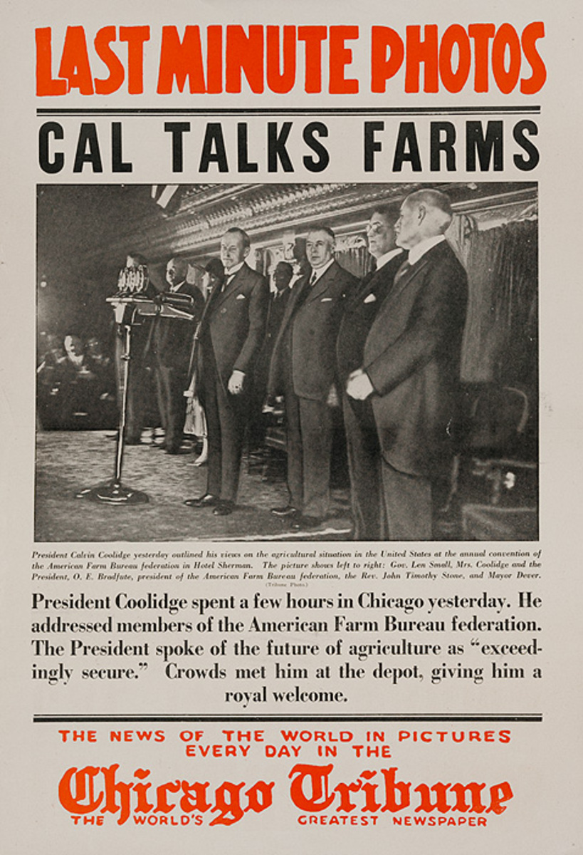 The Chicago Tribune Original Daily Newspaper Advertising Poster Cal Talks Farms