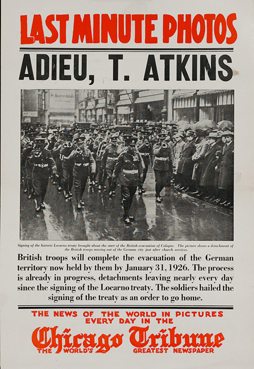 The Chicago Tribune Original Daily Newspaper Advertising Poster Adieu, T Atkins