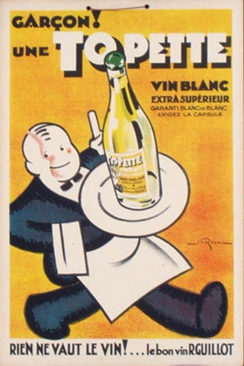 Topette Vin Blanc White Wine Original Vintage French Advertising Poster