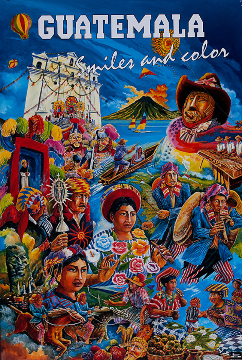 Guatemala Original Travel Poster Smiles and Color