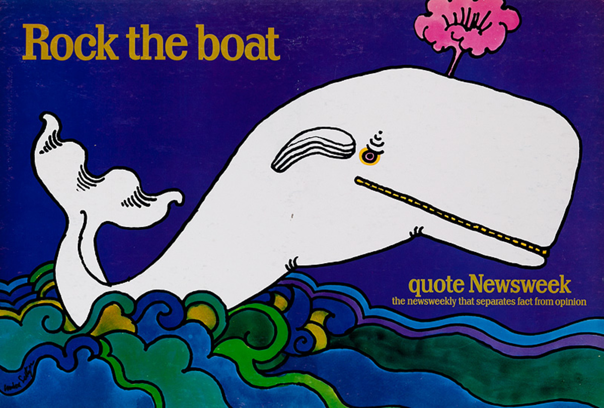 Quote Newsweek Magazine Original American Advertising Poster Rock the Boat