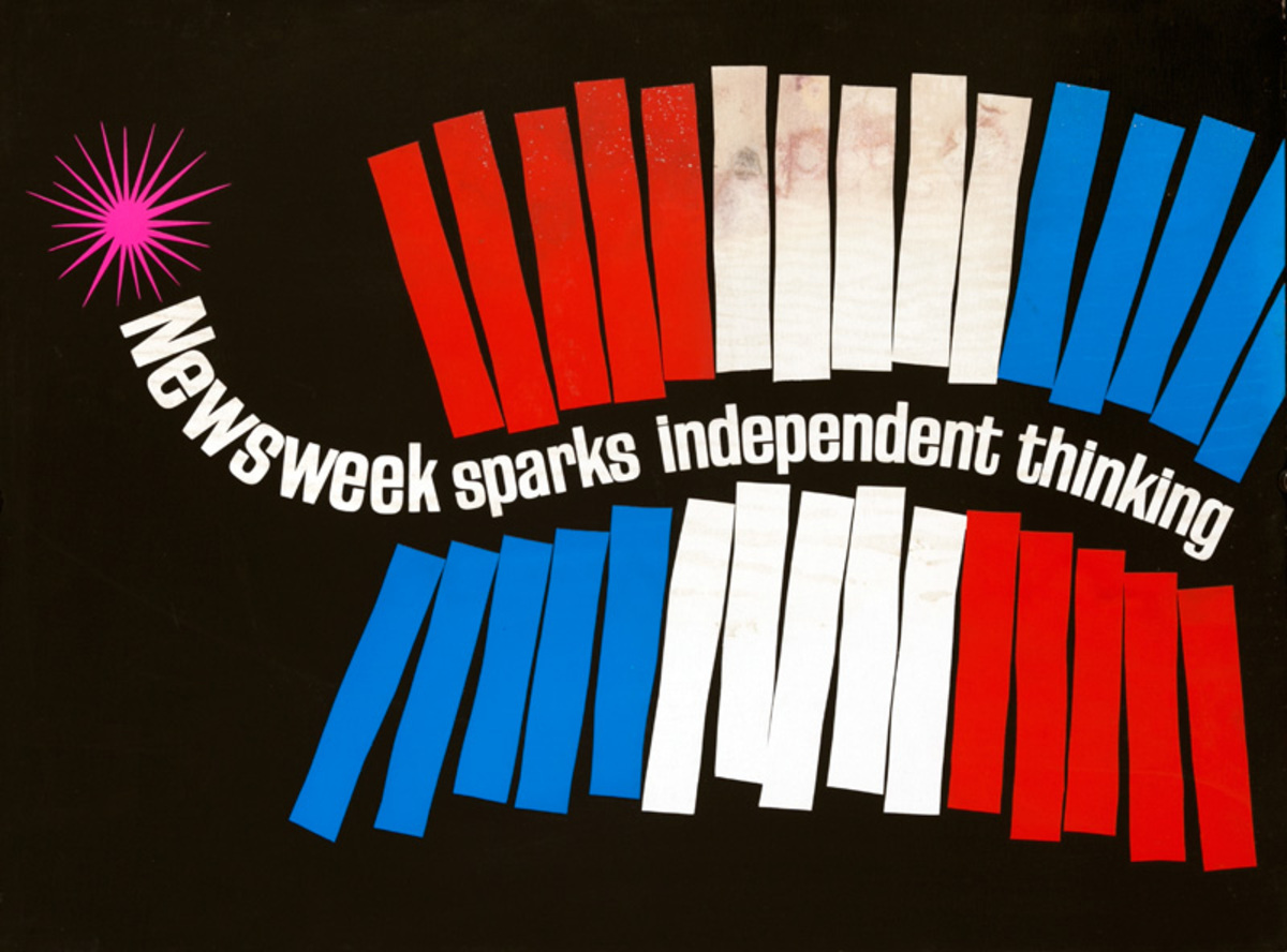 Newsweek Sparks Independent Thinking Magazine Original American Advertising Poster Firecrackers