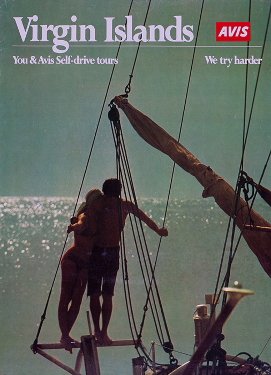 Virgin Islands You and Avis Seld Drive Tours Original Travel Poster