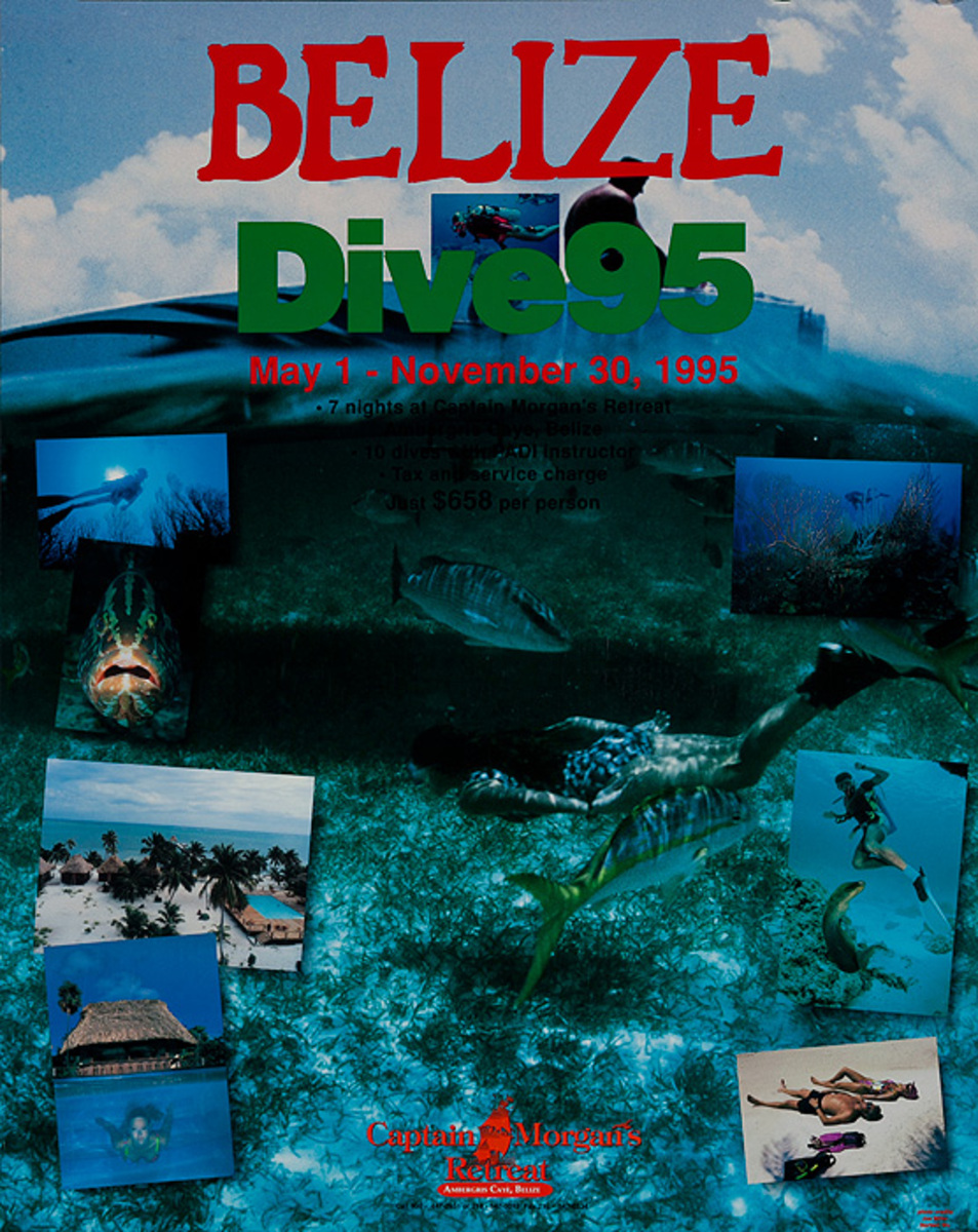 Belize Dive 95 Original Travel Poster