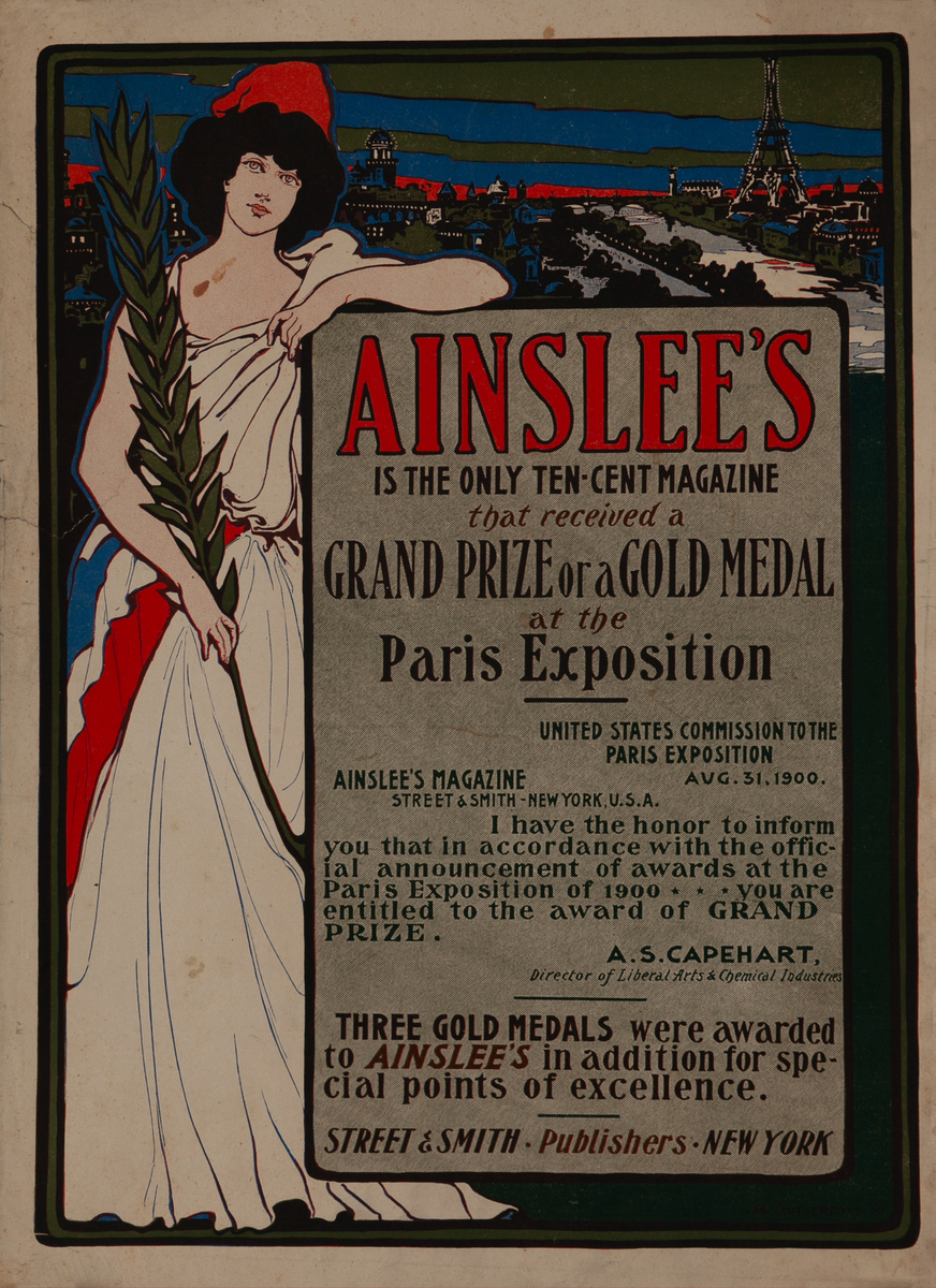 Original Ainslee Magazine Paris Exposition  Vintage Poster