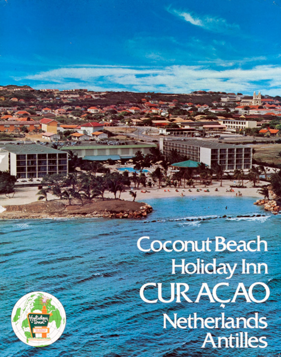Coconut Beach Holiday Inn Curacao Original Travel Poster