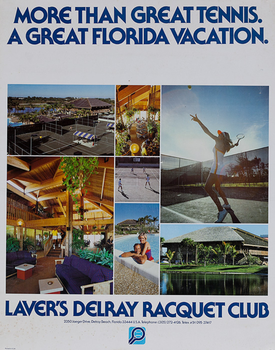 Laver's Delray Racquet Club Original Travel Poster Florida