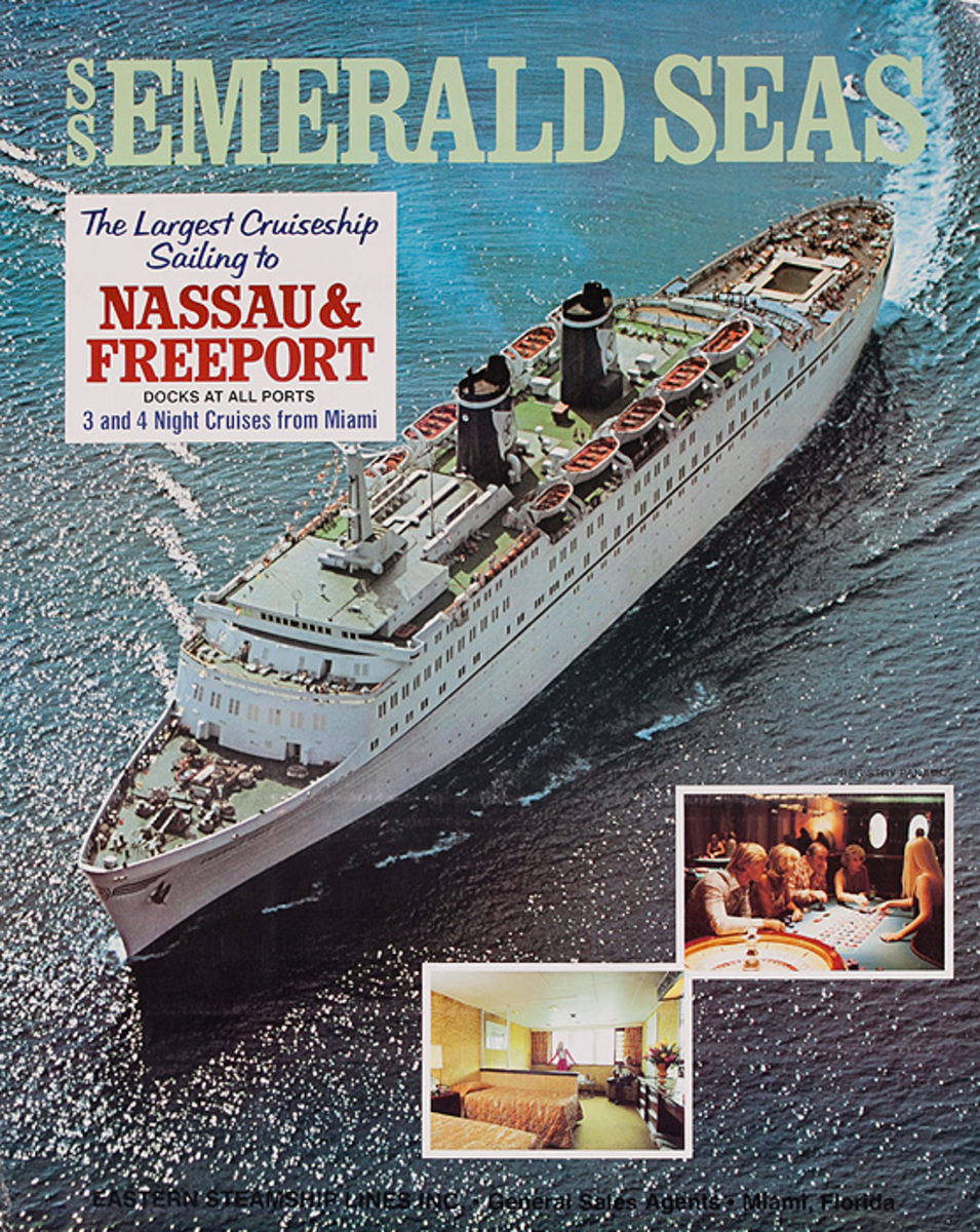 SS Emerald Seas Nassau Freeport Original Caribbean Cruise Poster