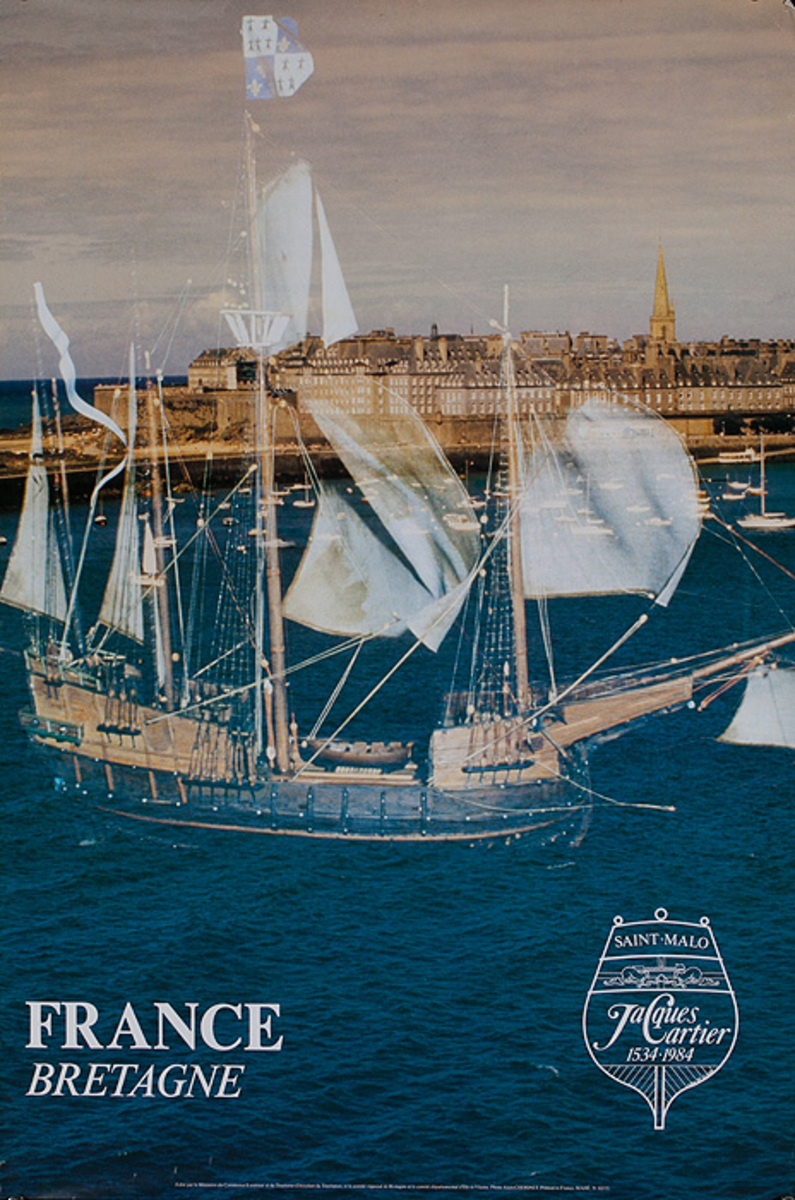 France Bretagne Original Travel Poster Ghost Ship
