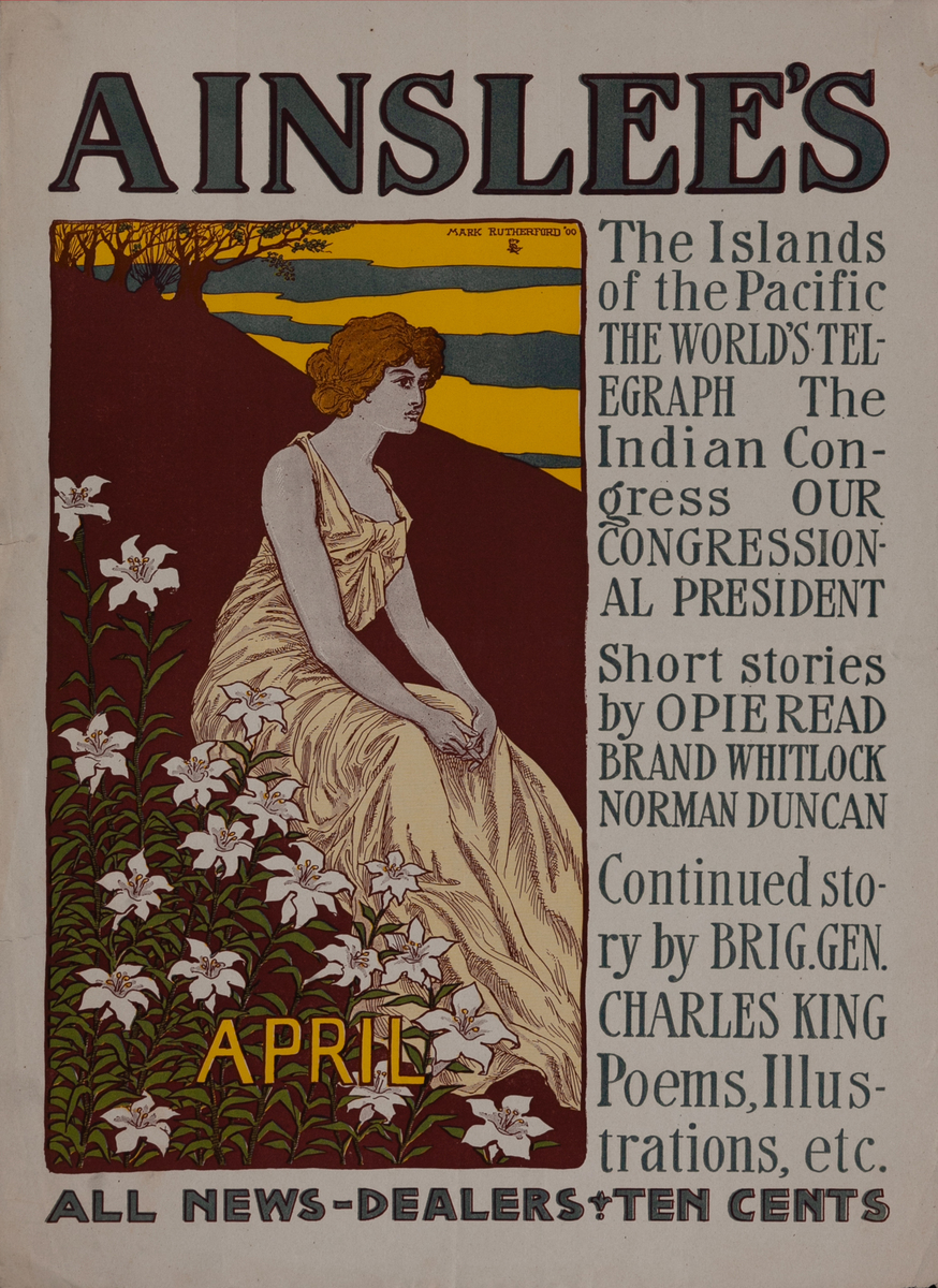 Ainslee's April Original American Literary Poster
