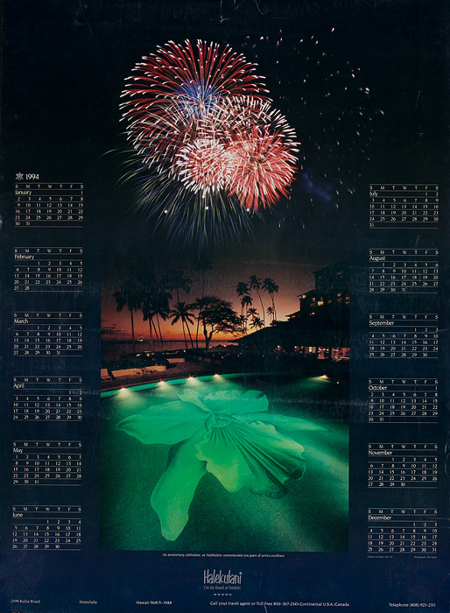 Halekulani Hawaii Original Calendar Poster