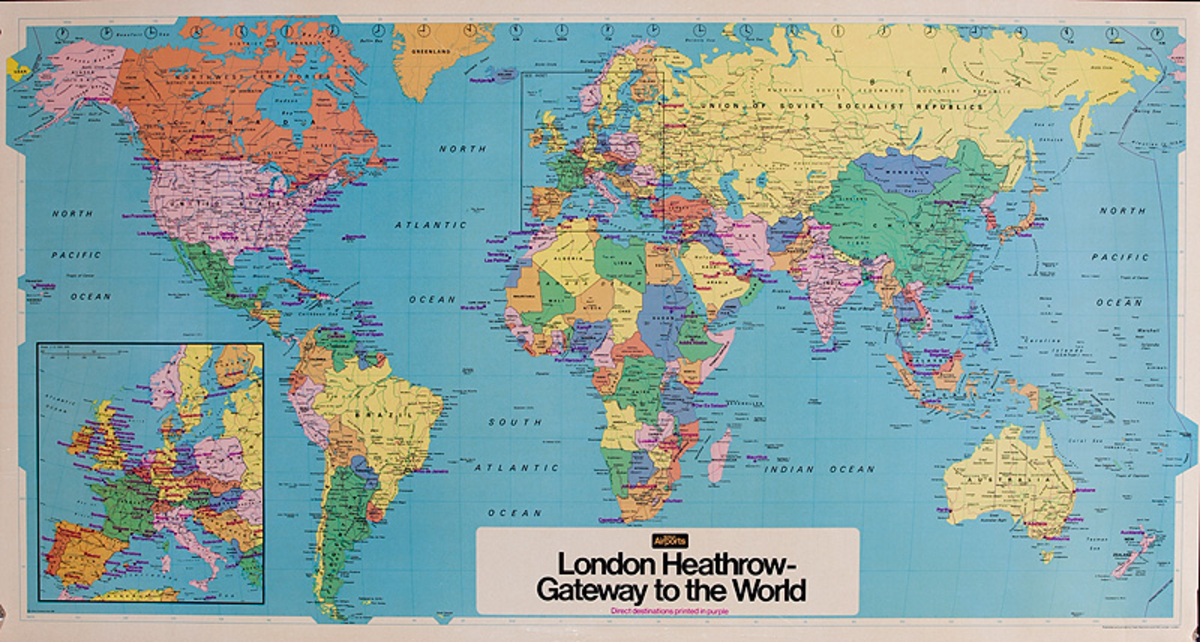 London Heathrow Gateway to the World Original Travel Map