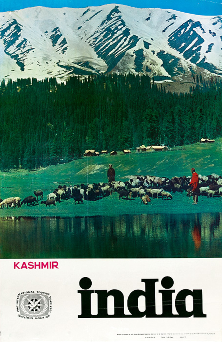 Kashmir India Original Travel Poster Sheep Photo