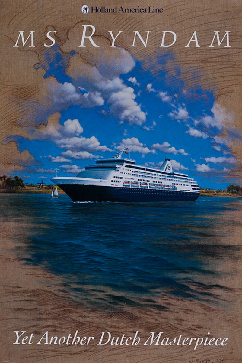 Holland America Line MS Ryndam Original Cruise Travel Poster
