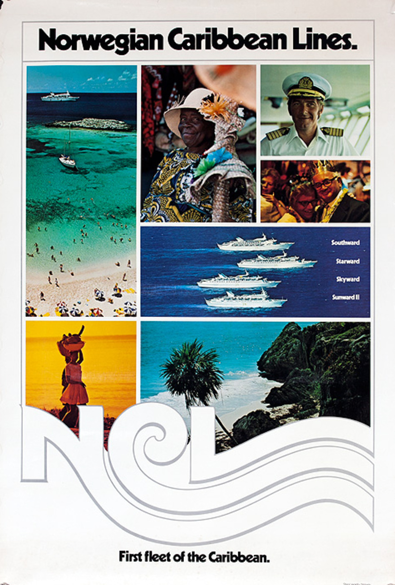 Norwegian Caribbean Lines First Fleet Original Cruise Poster