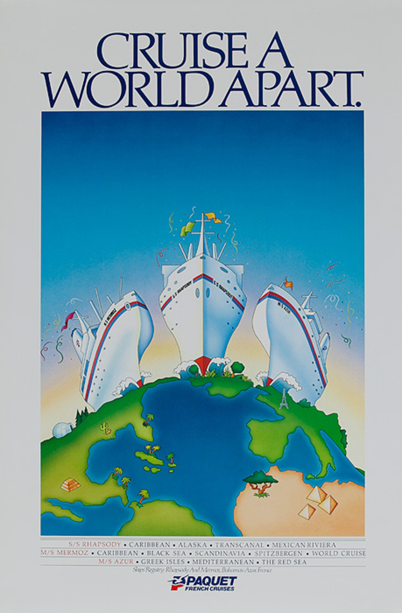 Cruise a World Apart Paquet French Cruises Original Travel Poster