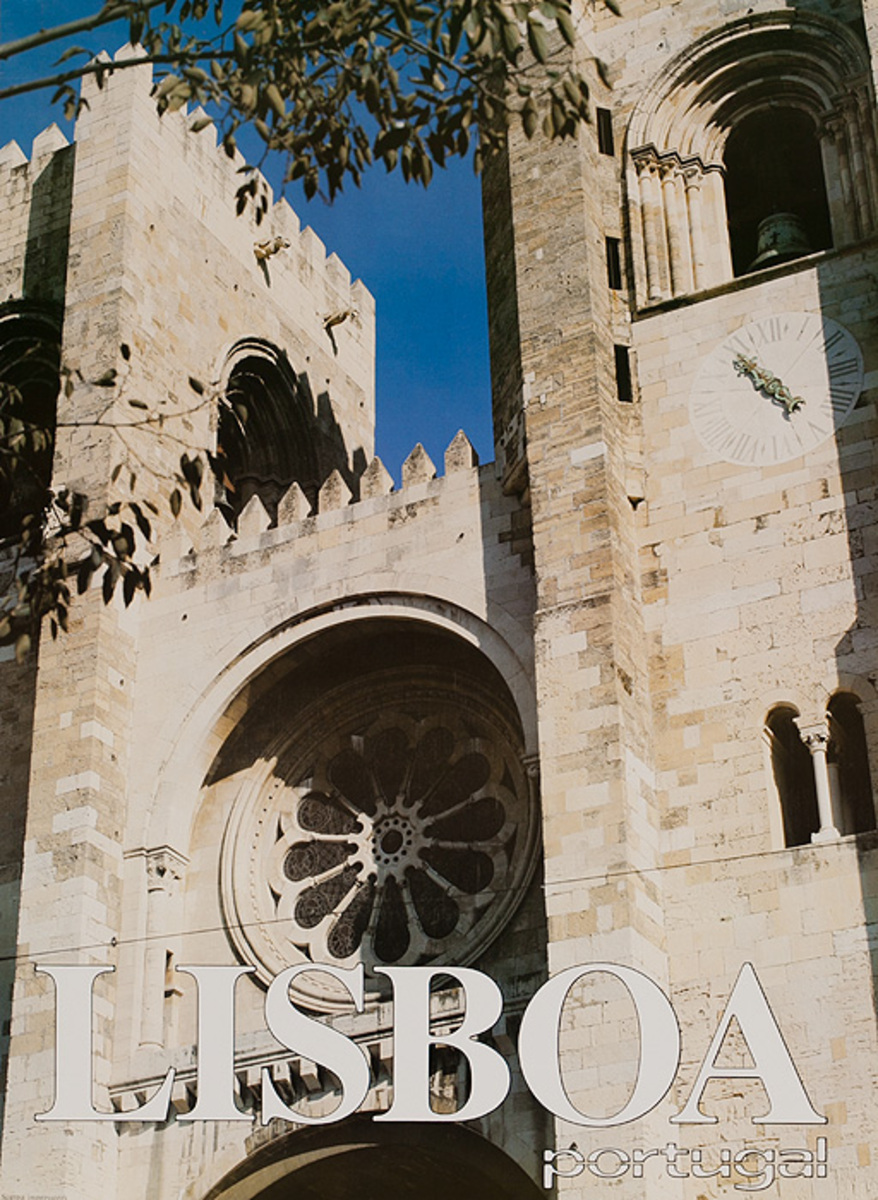 Original Portugal Travel Poster Lisboa Church Window Lisbon