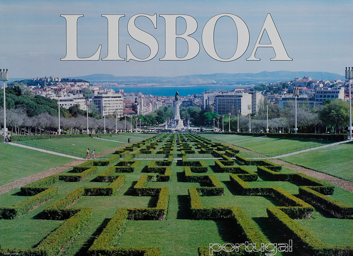 Original Portugal Travel Poster Lisboa Gardens Lisbon