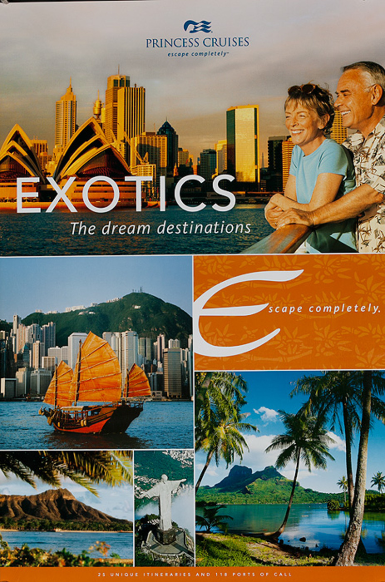 Princess Cruises Exotic The Dream Destinations Original Travel Poster