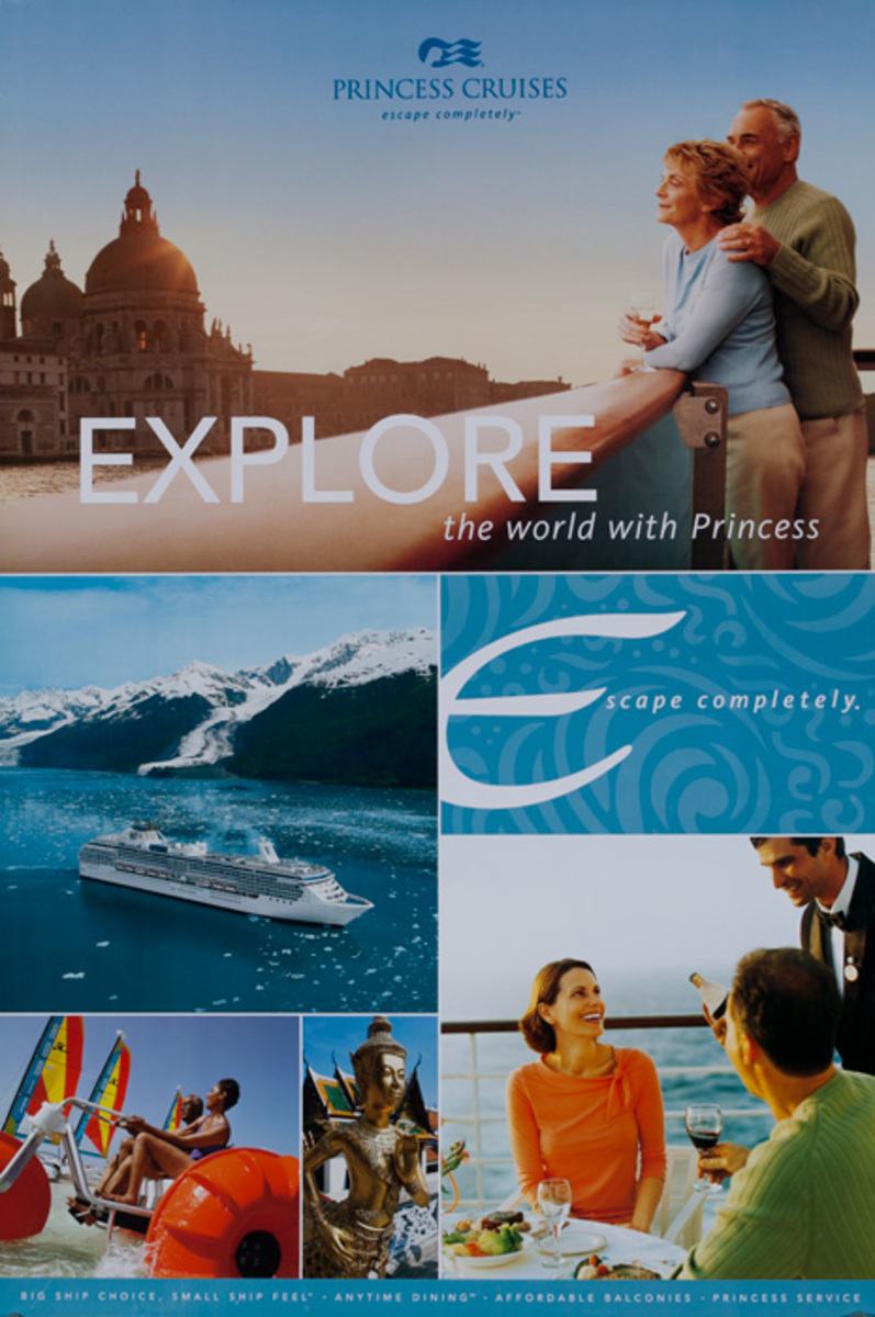 Princess Cruises Explore the World With Princess Original Travel Poster