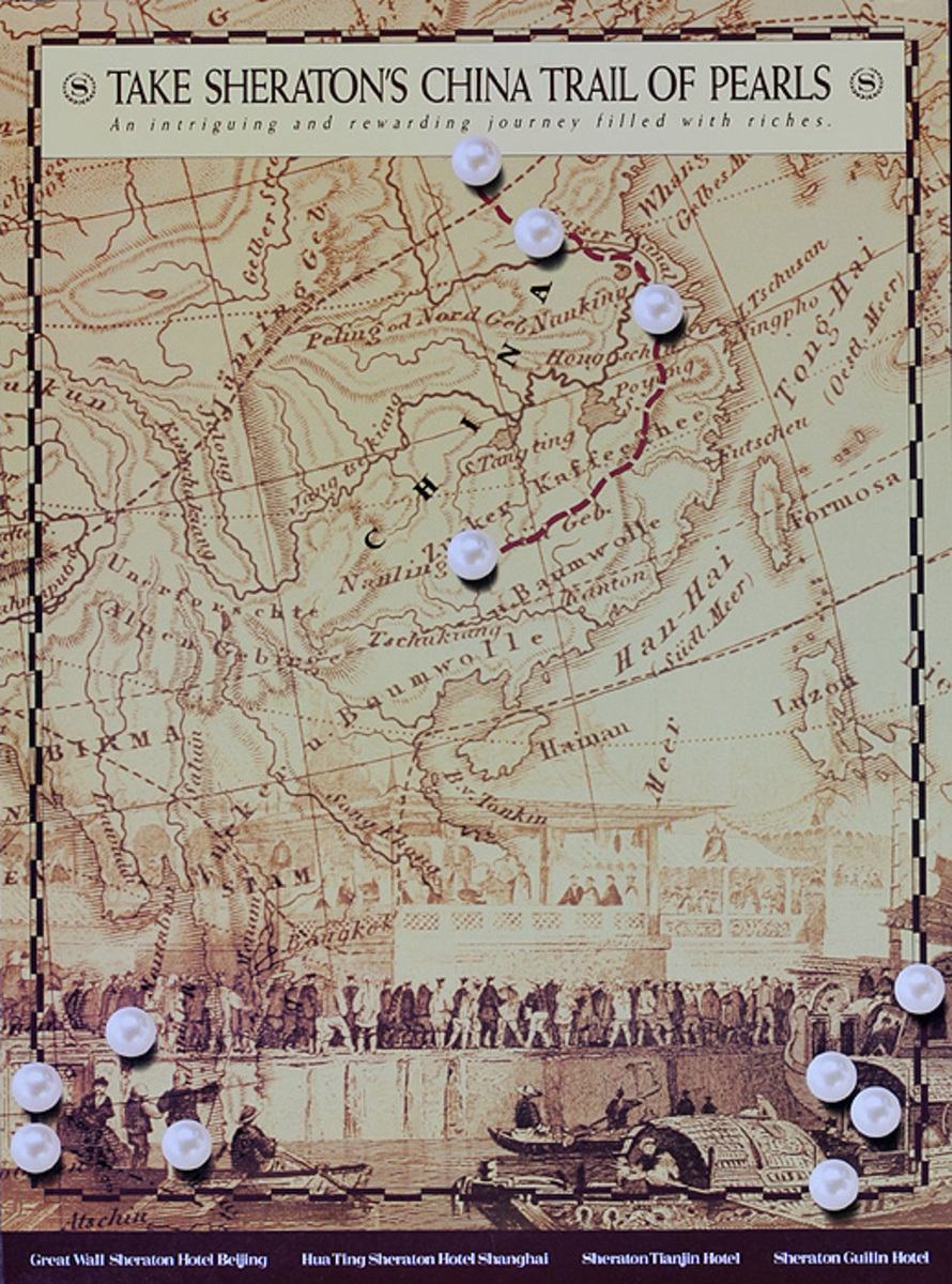 Take Sheraton's China Trail of Pearls Original Travel Poster