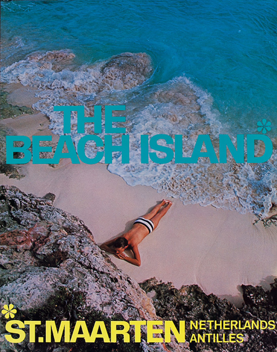The Beach Island St. Maarten Netherlands Antilles Original Travel Poster