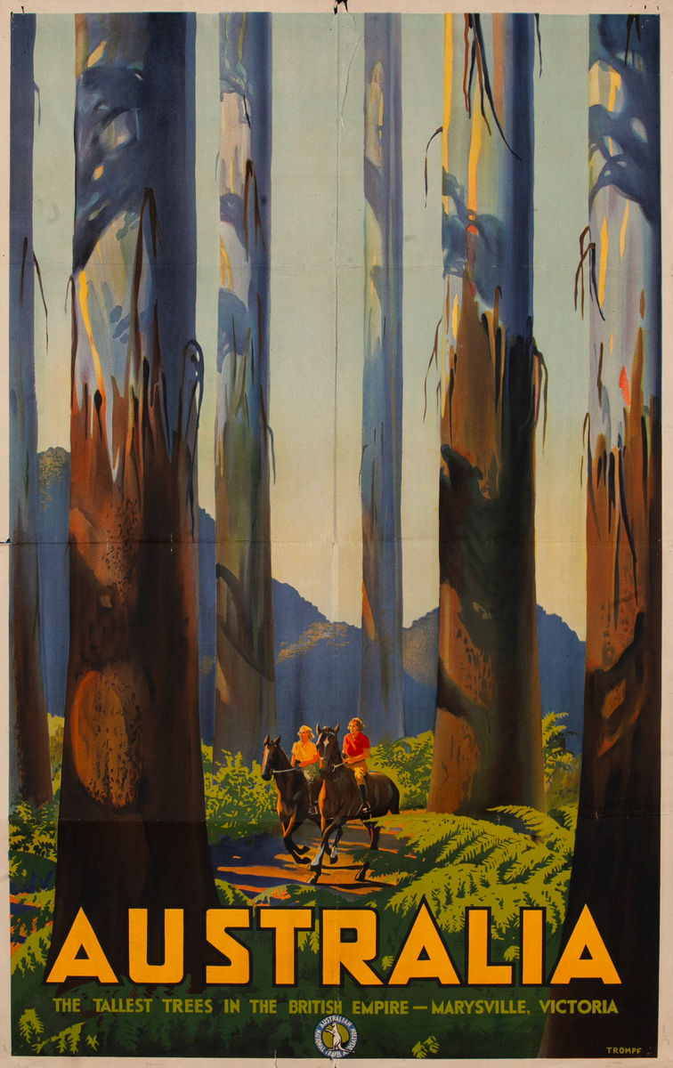 Australia The Tallest Trees in the British Empire Marysville, Victoria Original Travel Poster