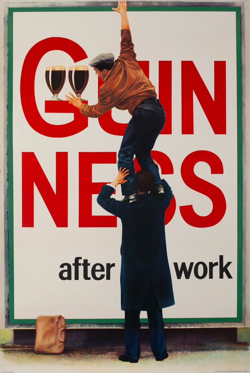 Guinness After Work Original British Beer Advertising Poster Stealing Beer