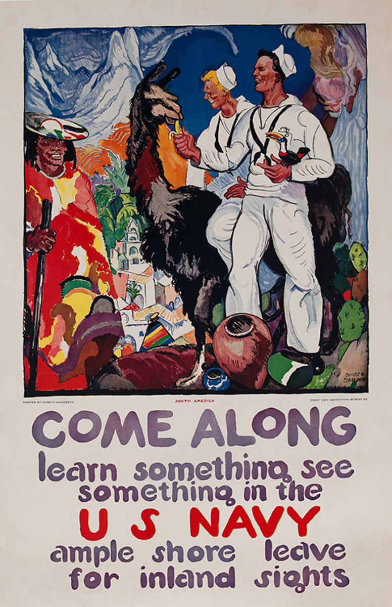 Come Along Learn Something See Something Original WWI US Navy Recruiting Poster
