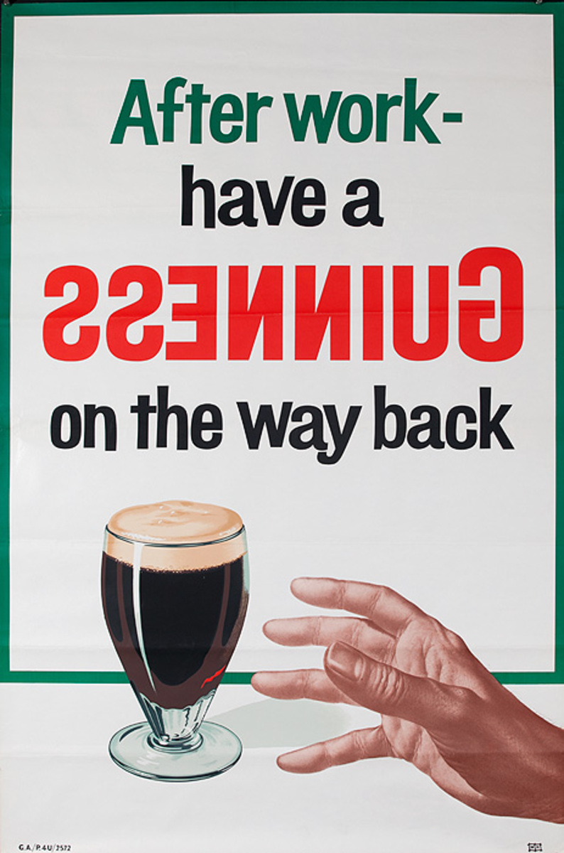 After Work, Have a Guinness on the Way Back  Original British Beer Advertising Poster