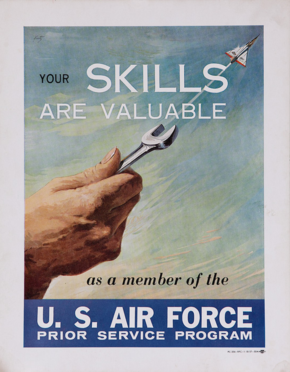 Your Skills Are Valuable Original Korean War Era US Air Force Recruiting Poster