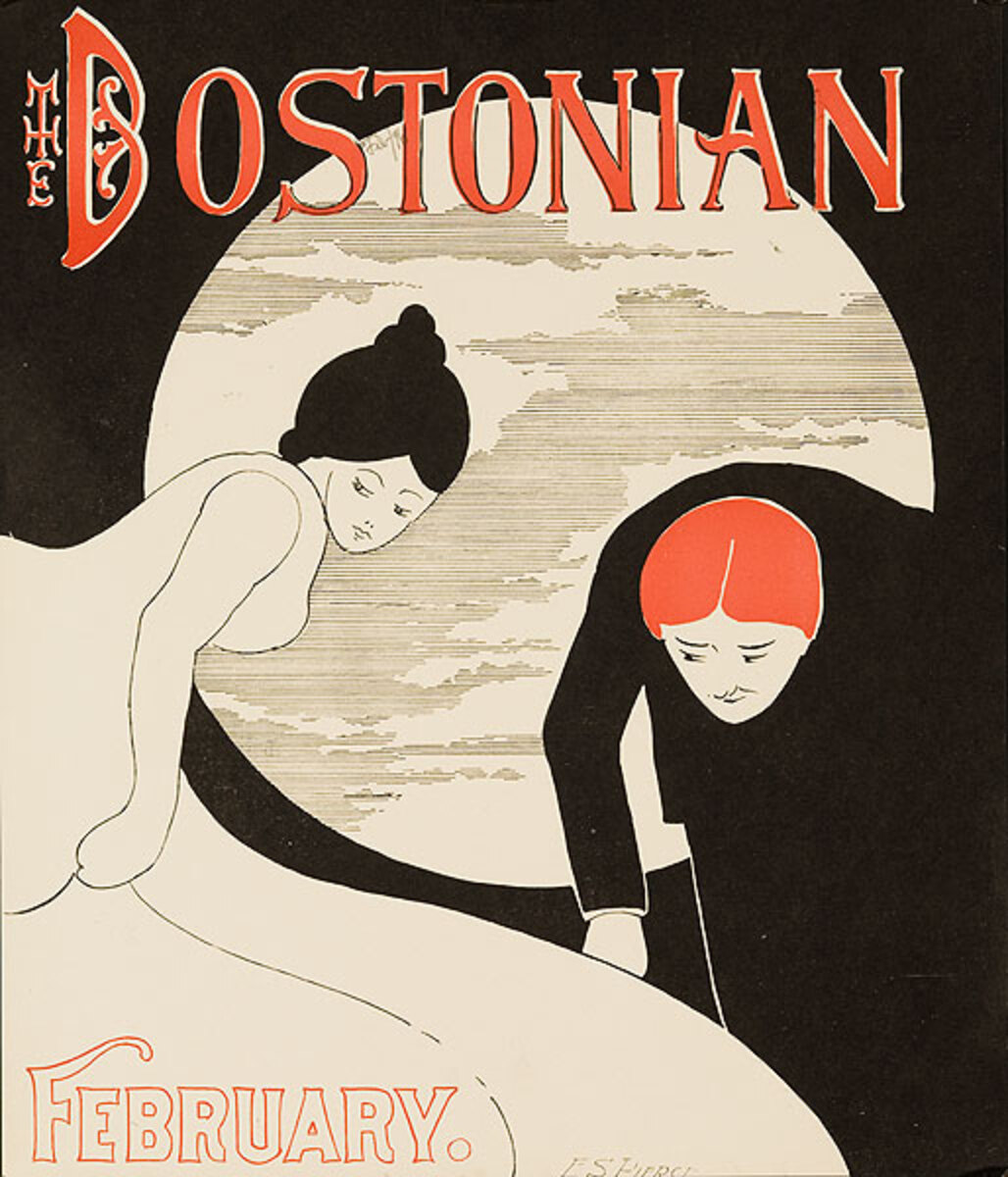 Bostonian February Couple Under the Moon Original American Literary Poster