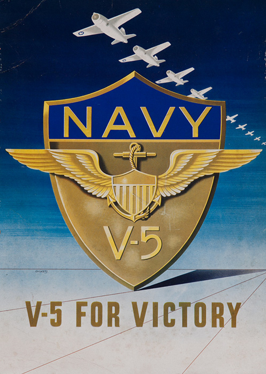 NAVY V-5 For Victory Original American Recruiting Poster