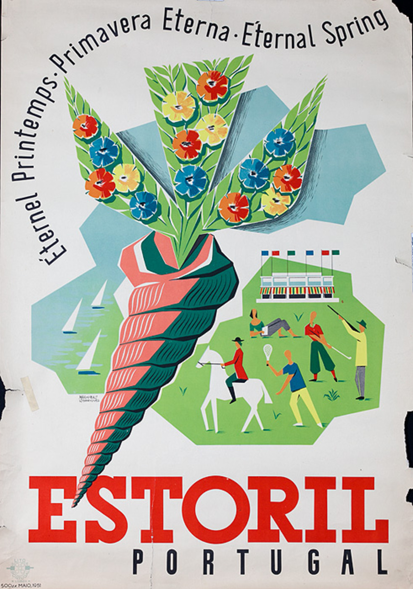 Estoril Portugal Original Travel Poster Eternal Spring
