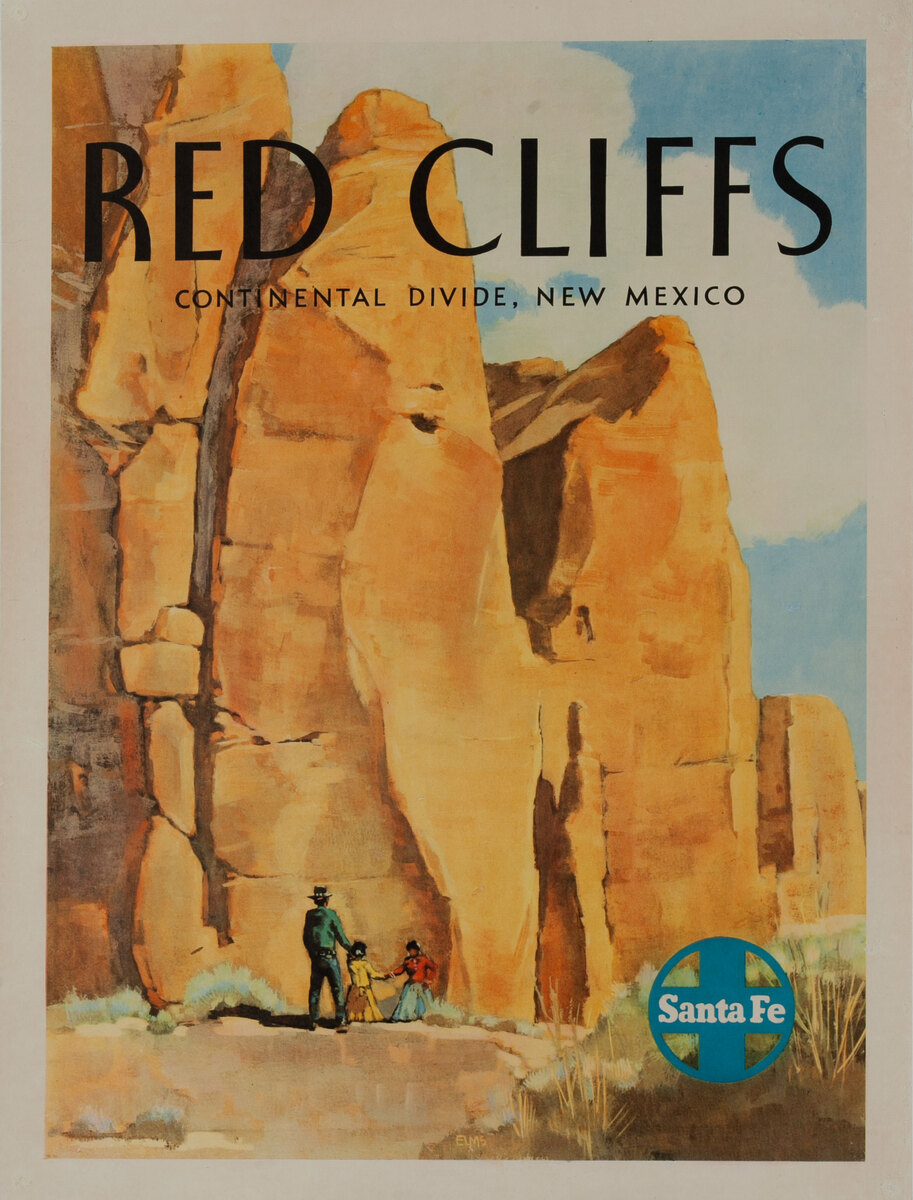 Red Cliffs Continental Divide New Mexico Original Santa Fe Railroad Poster