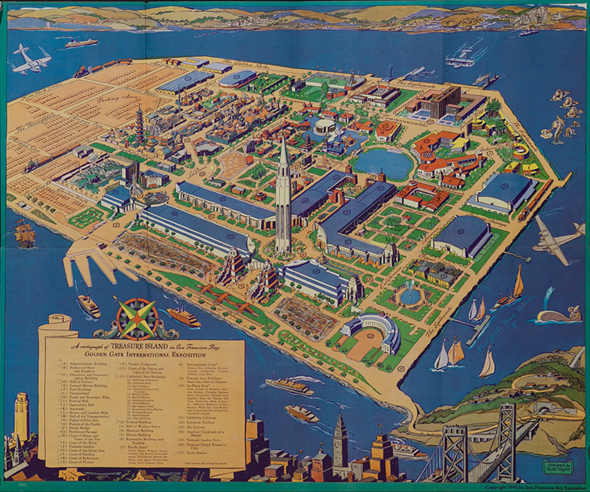 Golden Gate Exposition Original Treasure Island Map Poster
