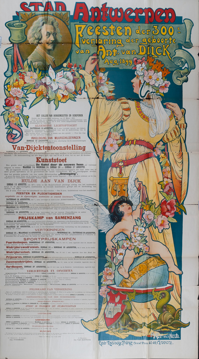 Stad Antwerpen Original Art Nouveau Poster