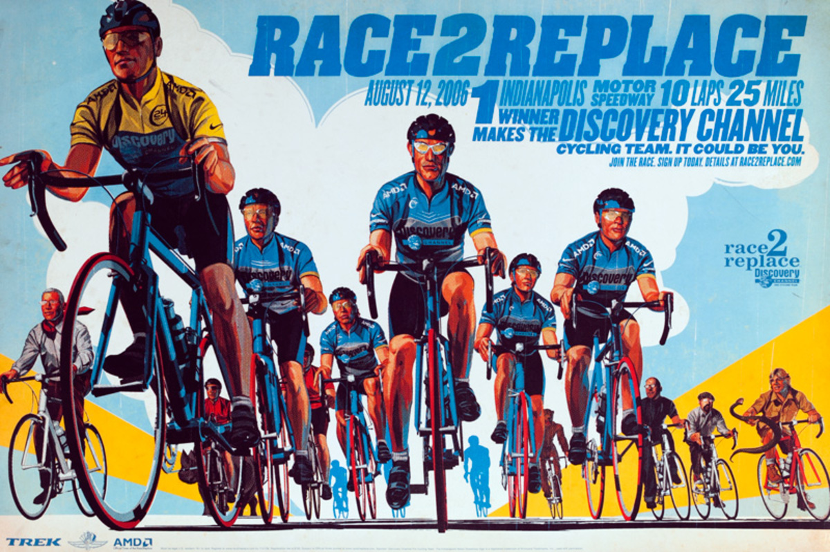 Race 2 Replace Original Team Discovery Bicycle Poster Team