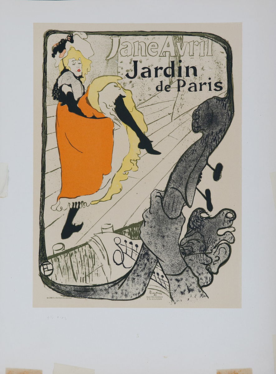 Jane Avril Jardin de Paris Lithographic Toulouse-Lautrec Plate