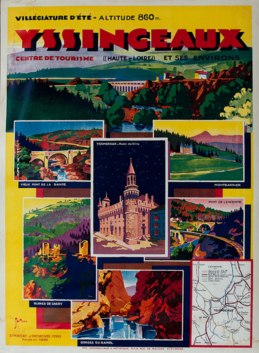 Yssingeaux Haute Loire Original French Travel Poster