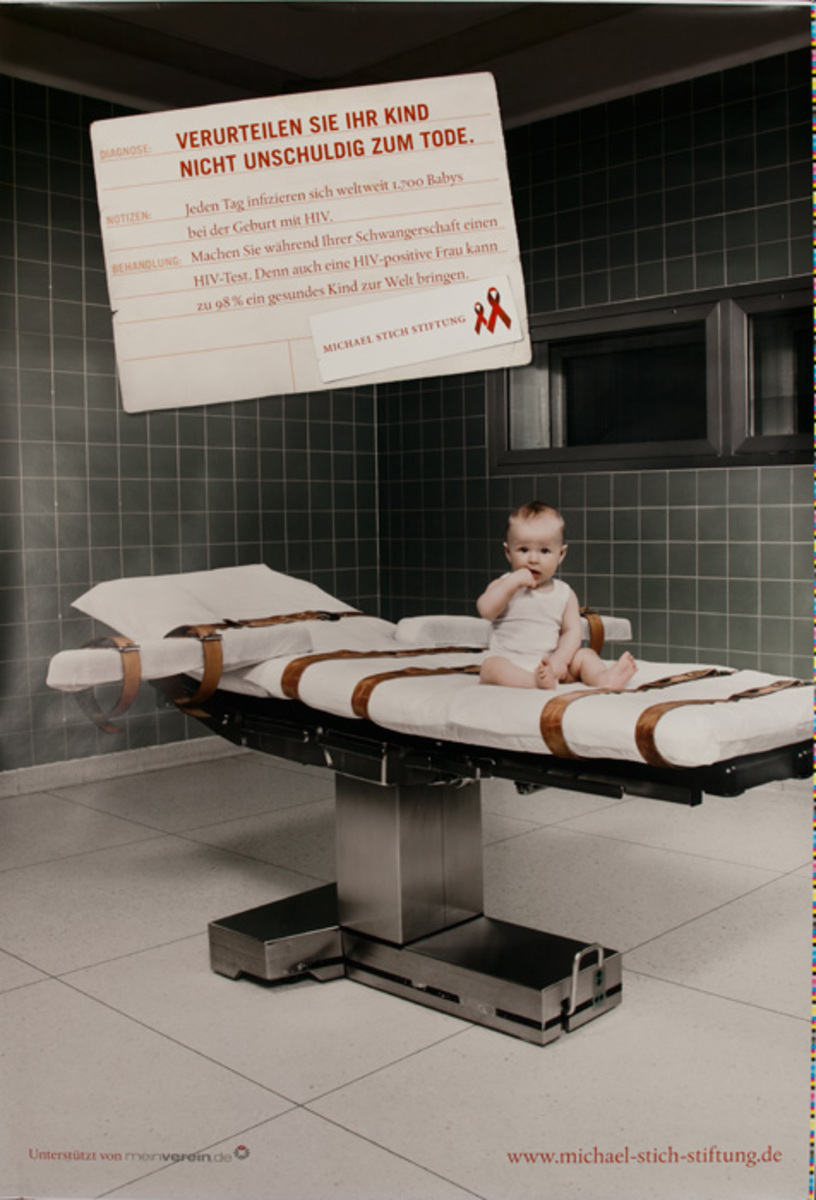 Condemed to Death, Innocent Child Original German HIV AIDS Heath Poster