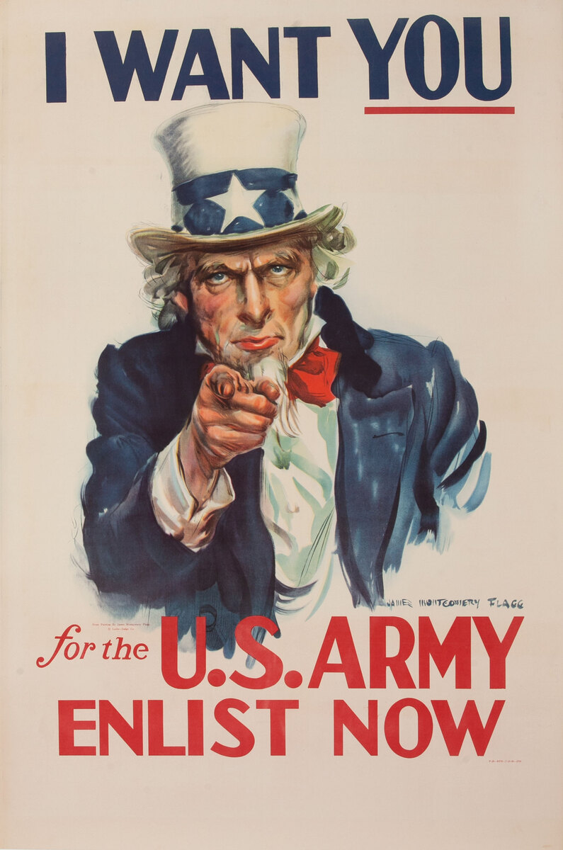 I Want You Original American WWII Recruiting Poster Uncle Sam