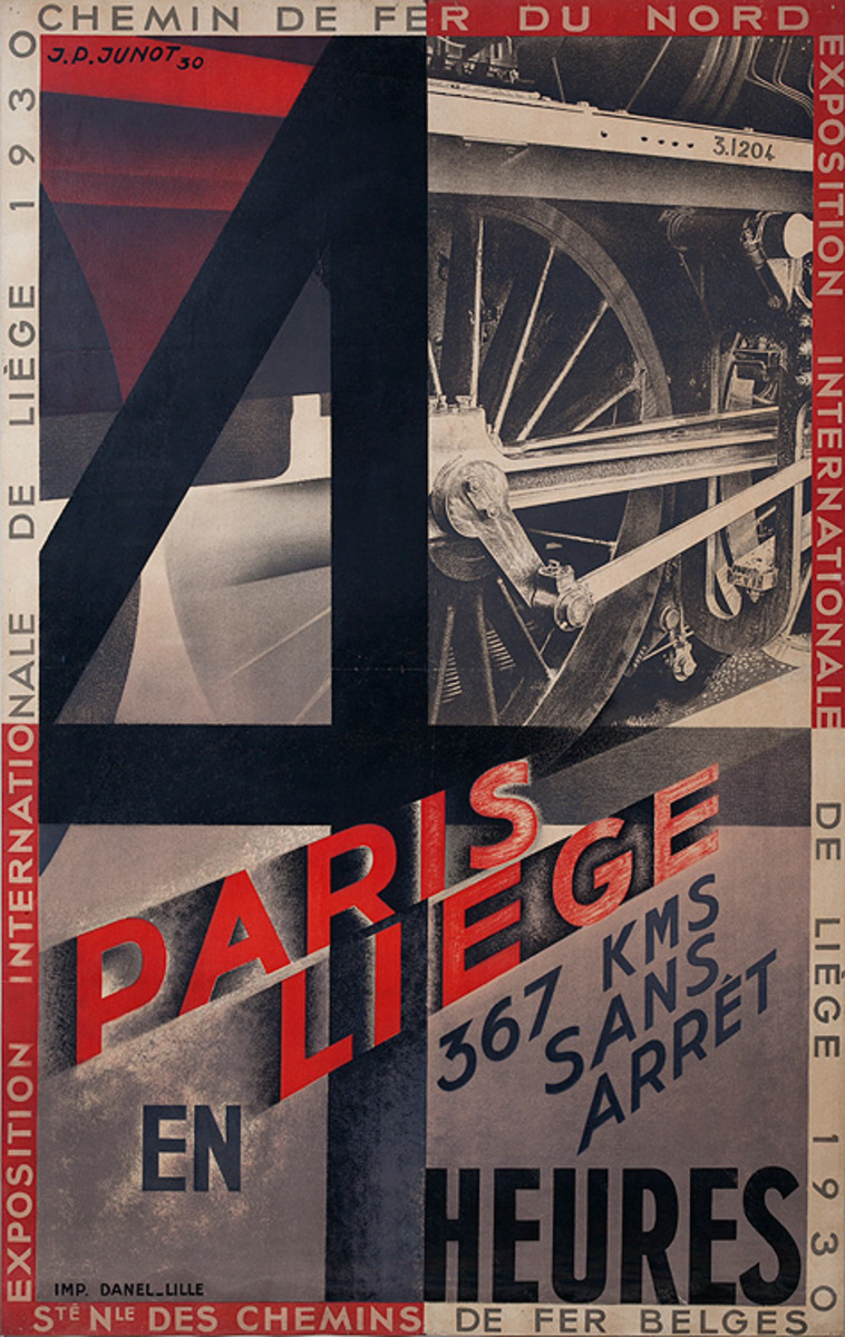 Paris Liege en 4 Heures Original French Chemin de Fer Travel Poster