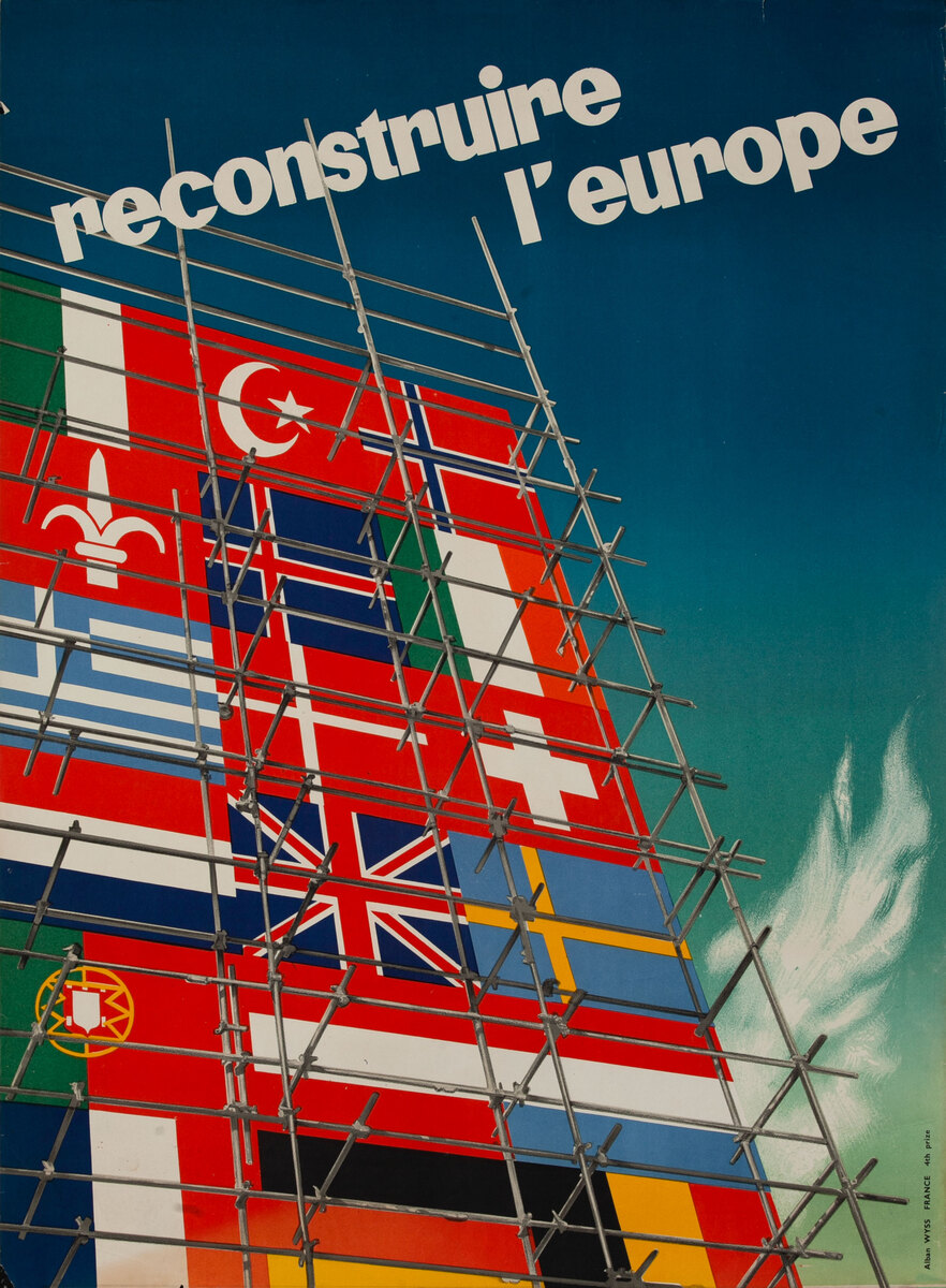 Original Marshall Plan France Poster To Rebuild Europe Reconstruire L'Europe