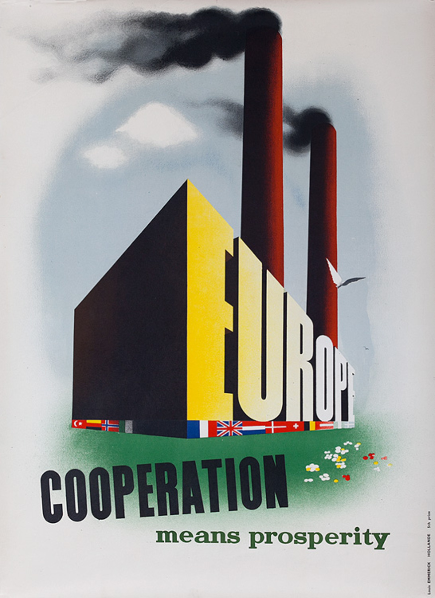 Original Marshall Plan Holland Poster Cooperation Means Prosperity